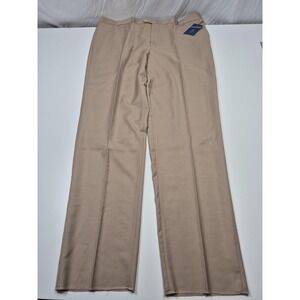 Leonardo Valenti Dress Pants Mens 46x36 Beige Wool Flat Front Unhemmed NWT